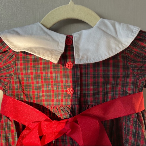 Girls Collared Christmas Tree Embroidered Dress - Picture 9 of 11